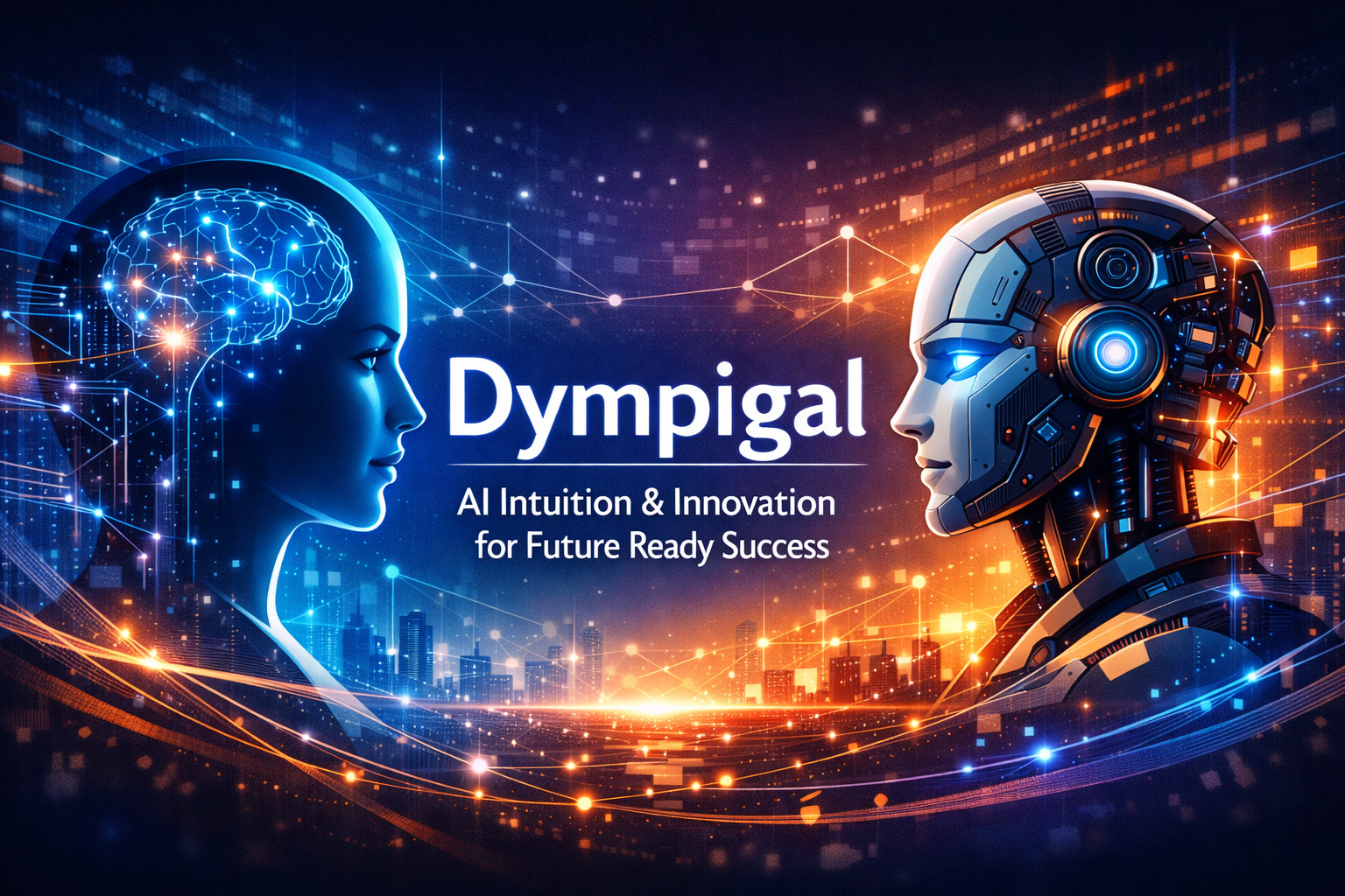 Dympigal AI intuition and innovation concept showing human intelligence and artificial intelligence collaboration for future ready success