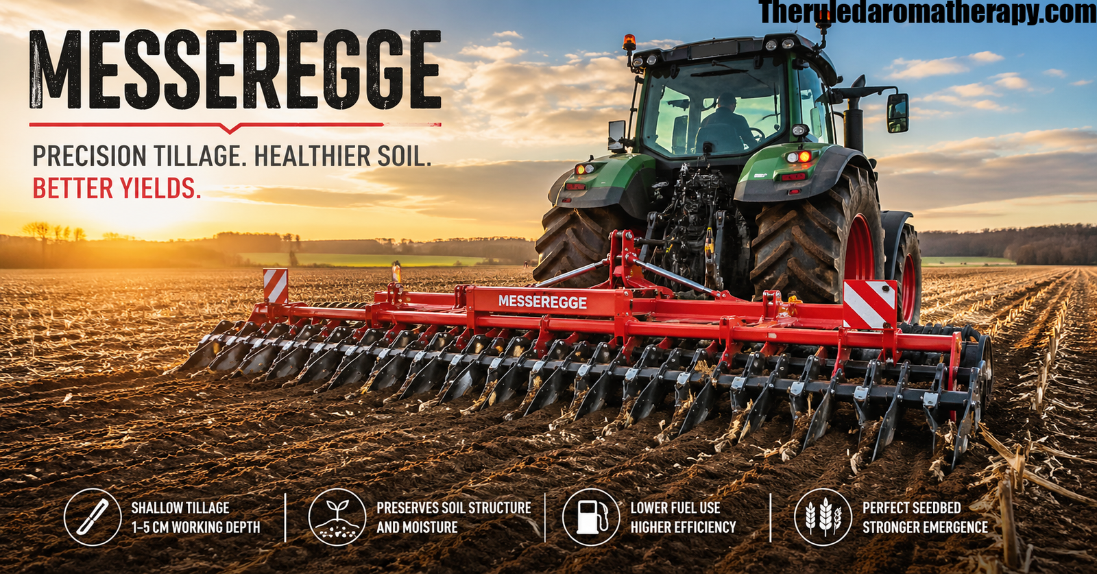 Tractor using Messeregge for shallow tillage and efficient seedbed preparation
